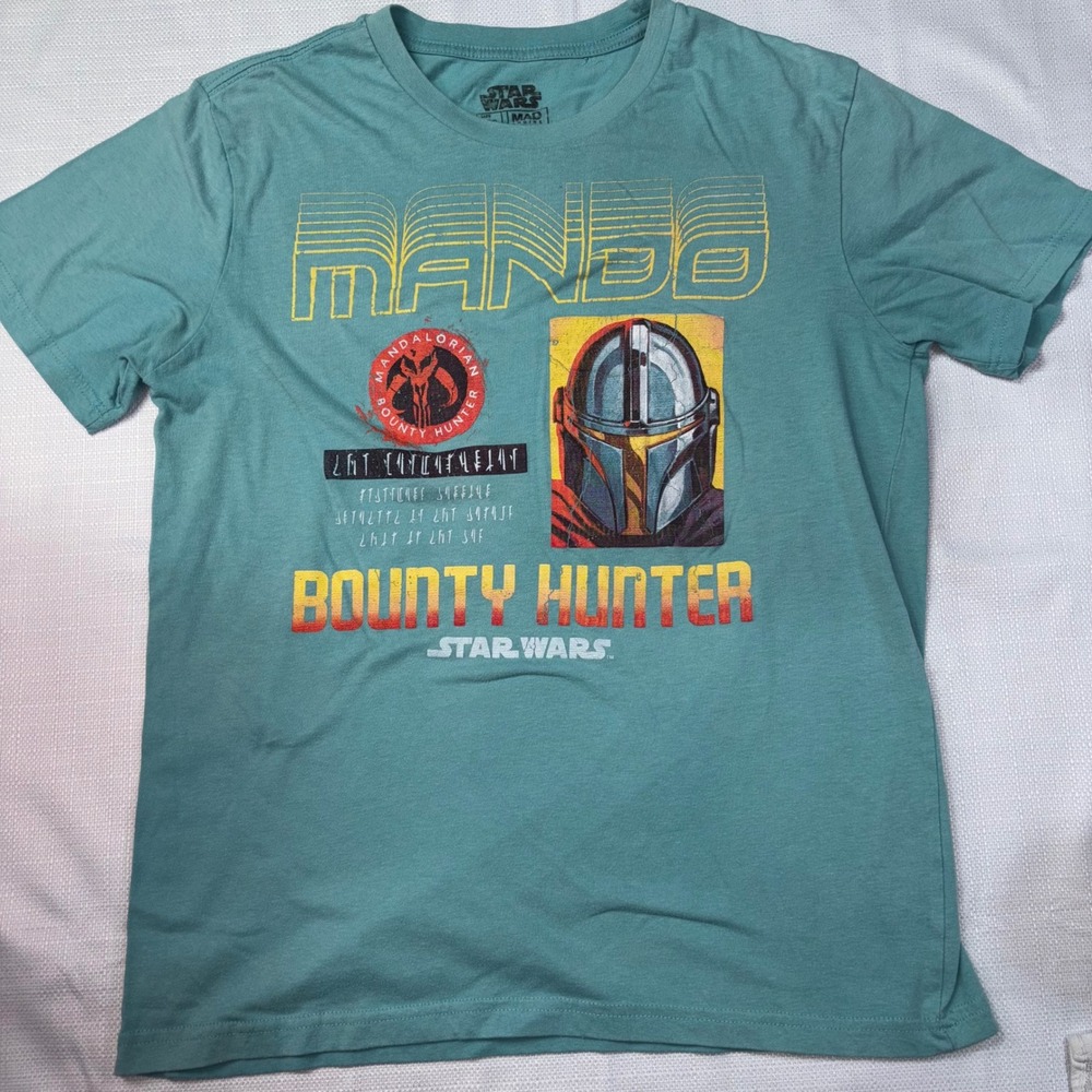 Star Wars T-Shirt Mandalorian Mando Bounty Hunter Men's Large Graphic Tee